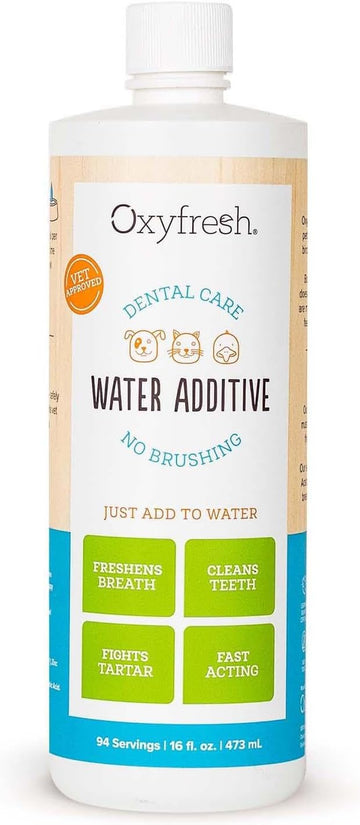 Oxyfresh Premium Pet Dental Care Solution Pet Water Additive: Best Way to Eliminate Bad Dog Breath and Cat Bad Breath - Fights Tartar & Plaque - So Easy, Just Add to Water! Vet Recommended 16 oz