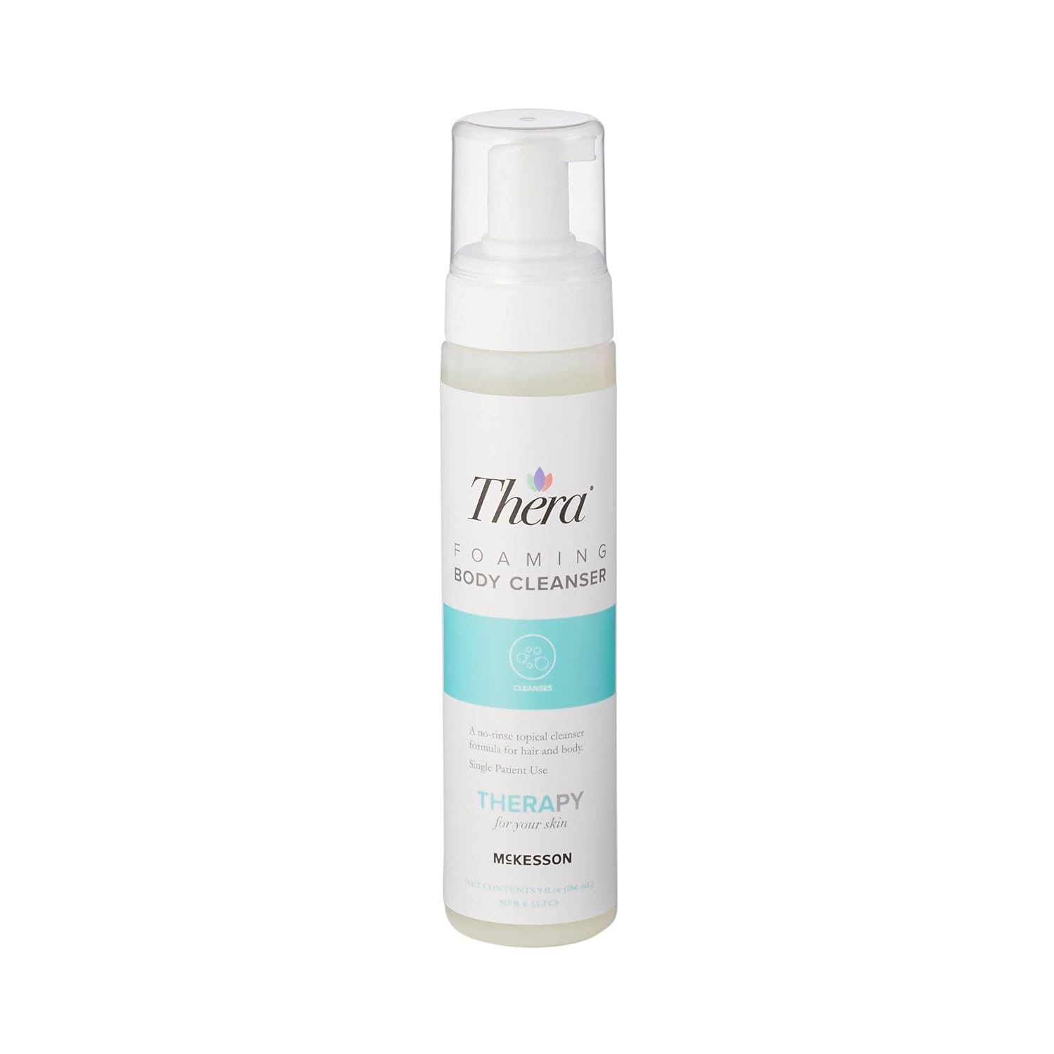 Thera Foaming Body And Hair Cleanser, Rinse-Free Exfoliating Foam, 9 Oz, 12 Count