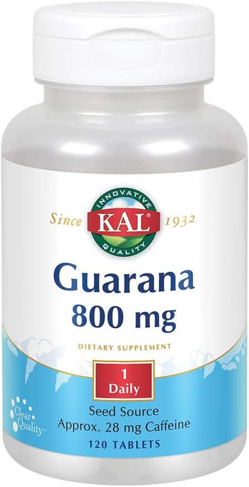 KAL Guarana 800 | Approx. 28 milligrams of Naturally Occurring Caffeine | Healthy Energy and Focus Support | 120 Tablets