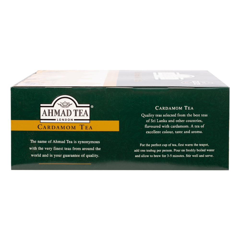 Ahmad Tea Black Tea, Cardamom Teabags (No Envelopes), 100 Ct - Caffeinated And Sugar-Free