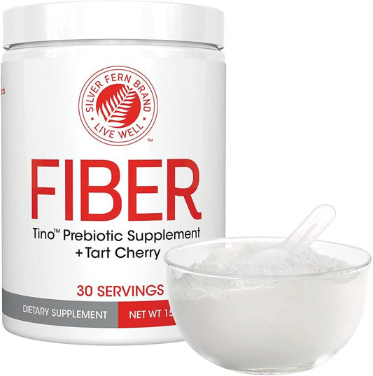 Tino Natural Gluten Free Prebiotic Fiber Supplement - With Tart Cherry Extract & Polycan Black Yeast Extract - Non-Gmo, Water Soluble Fiber Powder Mix (1 Canister - 15.9 Oz)