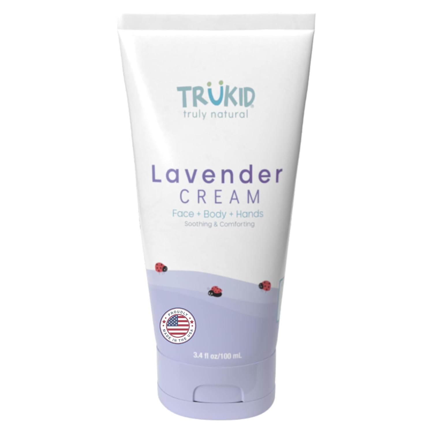 TruKid Lavender Skin Cream for Kids - Hydrates & Moisturizes Sensitive Skin, All Natural Ingredients, Enriched with Shea Butter, Cocoa, Grape Seed Oil & Vitamin E, 3.4 oz (Packaging May Vary)