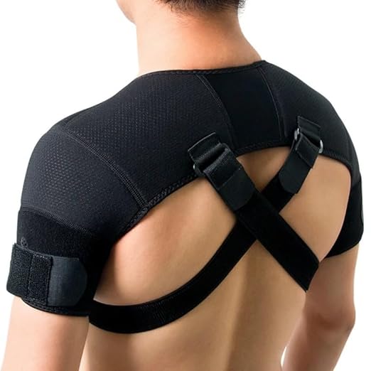 INFINIBYTE Double Shoulder Bandage Back Corrector – 7K Foam Brace with Cross Compression & Adjustable Double Support(Size-L/XL)