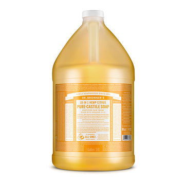 Dr. Bronner’s - Pure-Castile Liquid Soap (Citrus, 1 Gallon) - Made with Organic Oils, 18-in-1 Uses: Face, Body, Hair, Laundry, Pets and Dishes, Concentrated, Vegan, Non-GMO