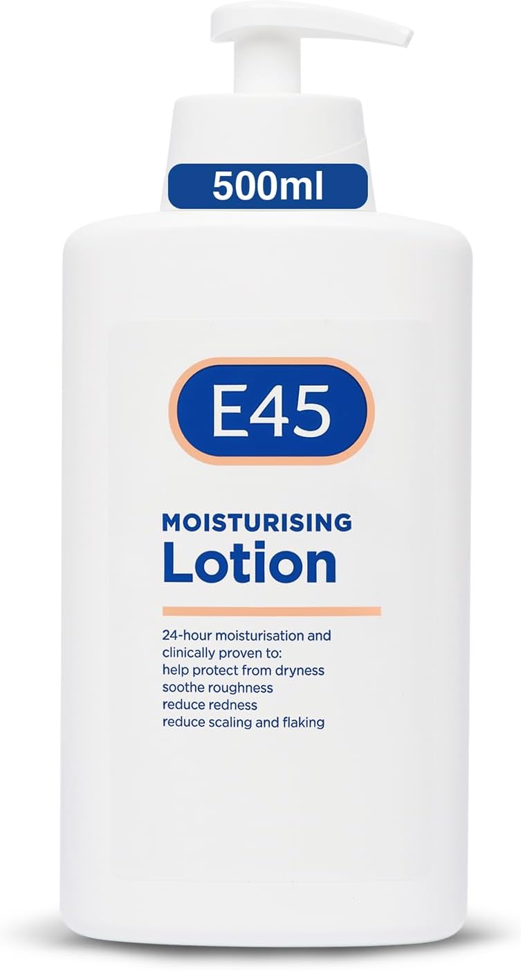 E45 Moisturising Lotion 500 ml - Dermatological Body Moisturiser Lotion - Body Lotion - Daily Moisturiser for Dry Skin & Sensitive Skin – Long-Lasting Hydration Protect from Dryness, Reduce Redness