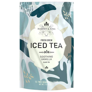 Harney & Sons, Soothing Black Iced Tea Fresh Brew Pouches Ct 20241, Vanilla, 15 Count