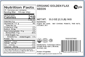 Yupik Organic Golden Flax Seeds, 2.2 Lb, Non-Gmo, Vegan, Gluten-Free, Pack Of 1