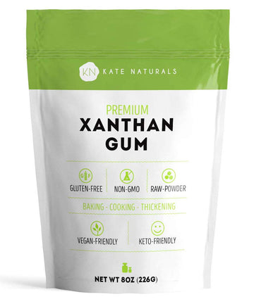 Kate Naturals Xanthan Gum for Baking Keto & Thickening Sauces (8oz). 100% Natural, Non-GMO., Xanthan Gum Gluten Free for Keto Products & Cosmetics. Food Thickener like Guar Gum Powder