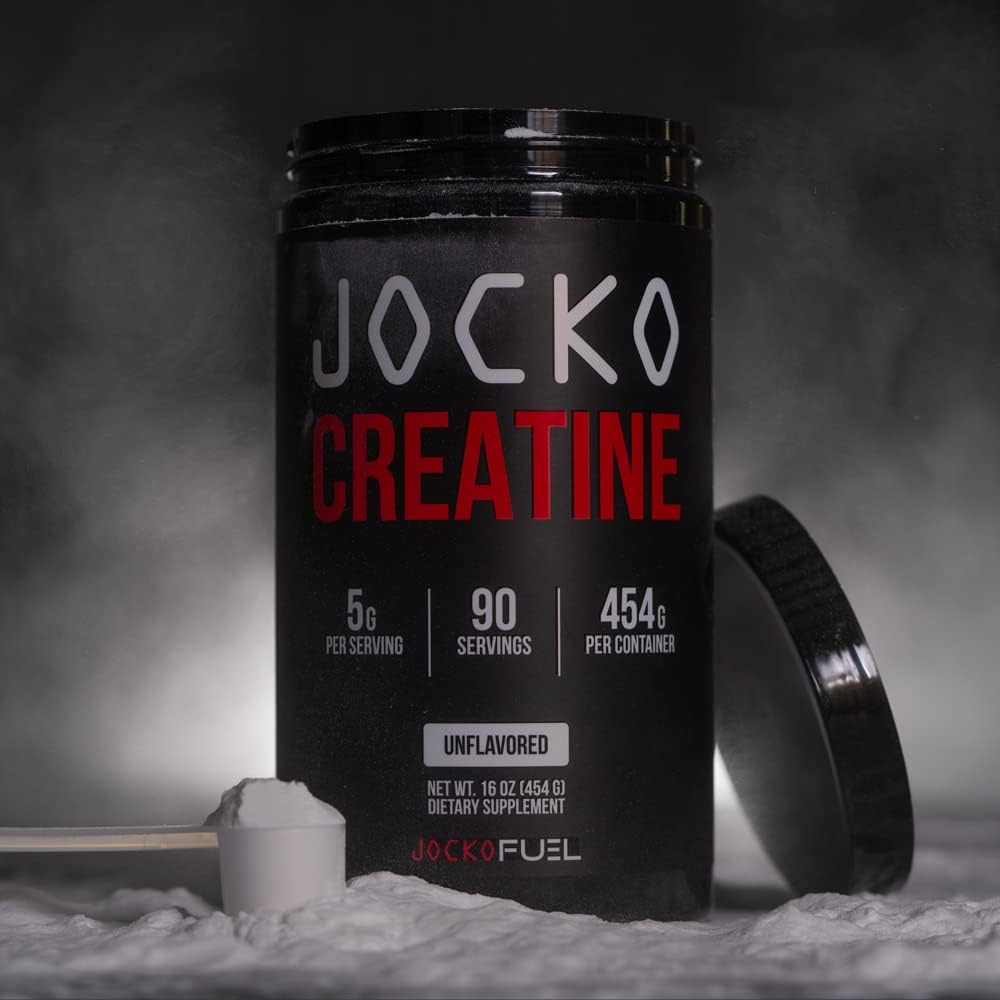 Jocko Fuel Creatine Monohydrate Powder - Creatine For Men & Women, Supplement For Athletic Performance & Muscle Health, 90 Servings 16 Oz (Unflavored) (16 Oz Jar) : Health & Household