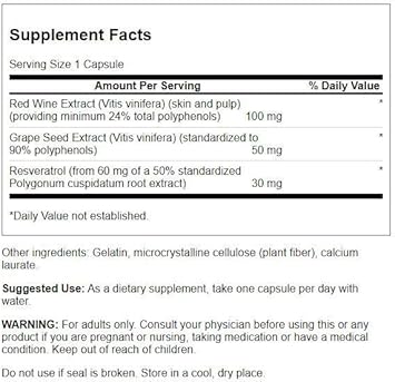 Swanson Resveratrol Complex - Herbal Supplement Promoting Cardiovascular Health '&' Protection - Natural Formula Promoting Natural Health '&' Wellness - (60 Capsules) (2 Pack)