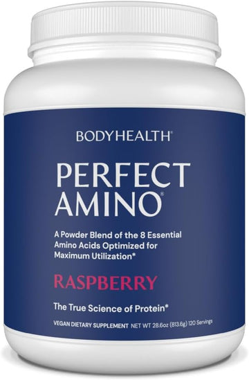 Bodyhealth Perfectamino Powder - Bcaa And Eaa Powder For Pre And Post Workout - Amino Acid Energy Drink Powder For Men And Women To Support Lean Muscle And Recovery - Raspberry - 120 Servings