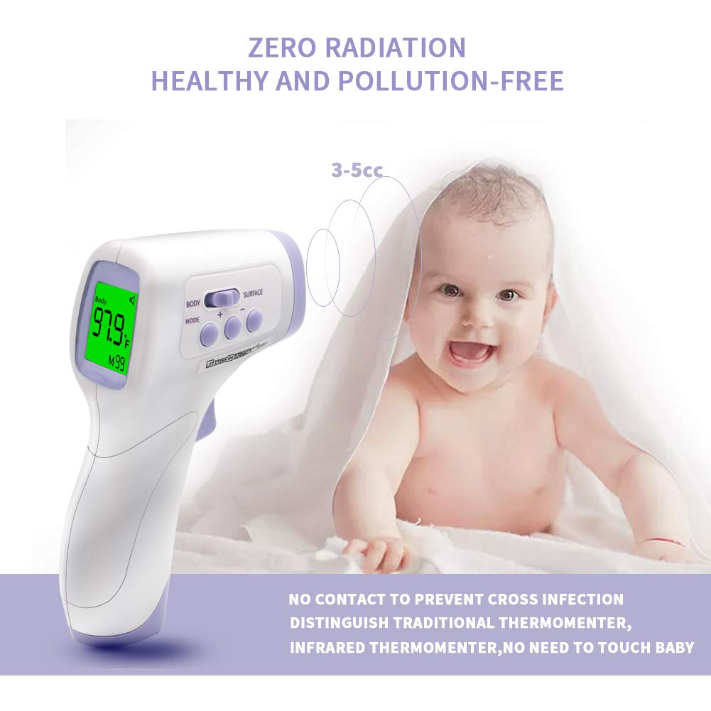 Anthsania Forehead Thermometer for Adults and Kids, Touchless Infrared Thermometer with LCD Display and Instant Readings : Baby