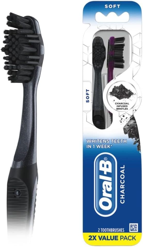 Oral-B Charcoal Toothbrushes, Soft, 2 Count