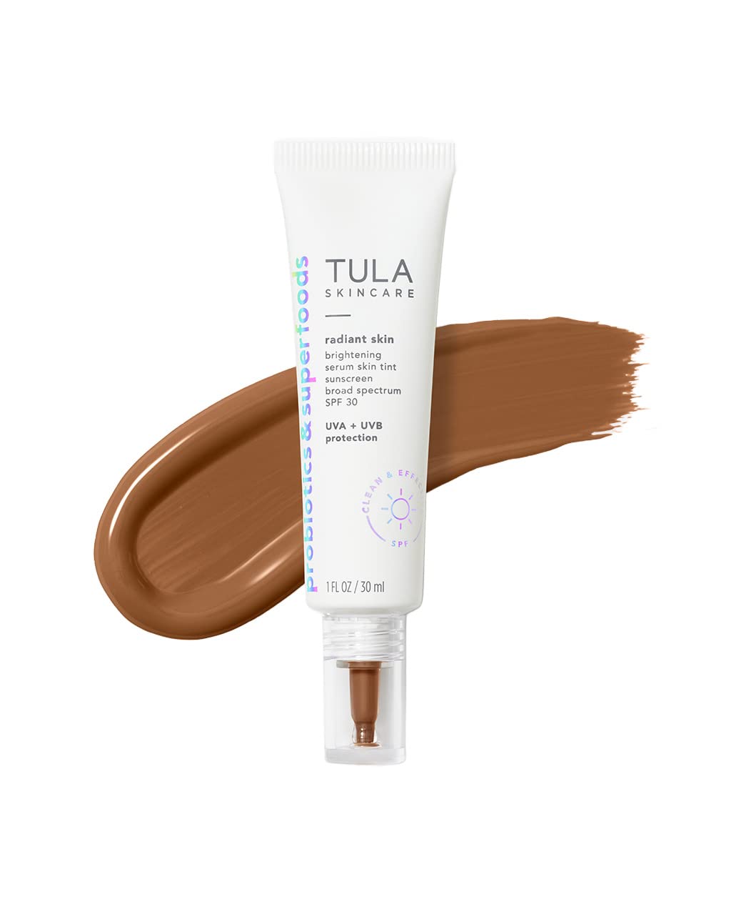 Tula Skin Care Radiant Skin Brightening Serum Skin Tint Spf-Facial Sunscreen Provides Broad Spectrum Spf 30 Protection, Tinted, Serum-Light Formula Brightens And Evens Skin-Shade 23, 1.0 Fl Oz