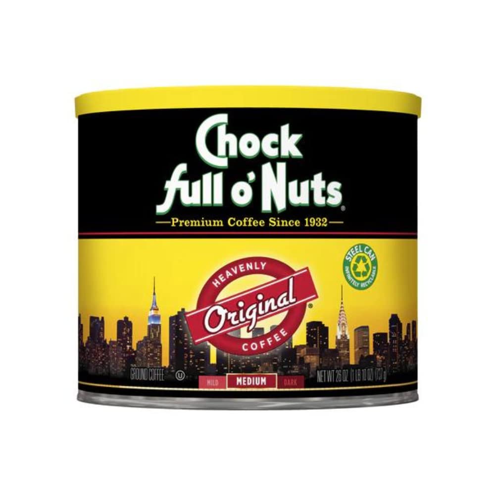 Chock Full o’Nuts Original Roast Ground Coffee, Medium Roast – Coffee Beans – Smooth, Full-Bodied Medium Blend with A Rich Flavor