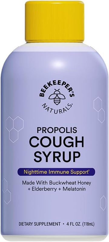 Beekeeper’S Naturals B.Better Nighttime Cough Syrup For Adults - Elderberry Extract, Bee Propolis Extract, Buckwheat Honey - Immune Support, 4 Oz