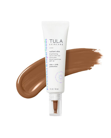 Tula Skin Care Radiant Skin Brightening Serum Skin Tint Spf-Facial Sunscreen Provides Broad Spectrum Spf 30 Protection, Tinted, Serum-Light Formula Brightens And Evens Skin-Shade 24, 1.0 Fl Oz