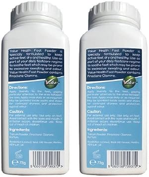 Value Health Anti Fungal Foot Powder 150G - (2 X 75G Packs)