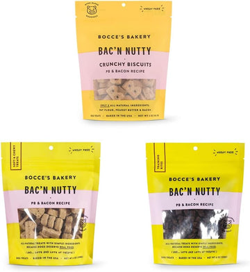 Bocce's Bakery Bac'N Nutty Assorted Treat Bundle for Dogs, Wheat-Free Everyday Dog Treats, Made with Real Ingredients, Baked in The USA, All-Natural Soft & Chewy Cookies, Biscuits & Training Treats : Pet Supplies