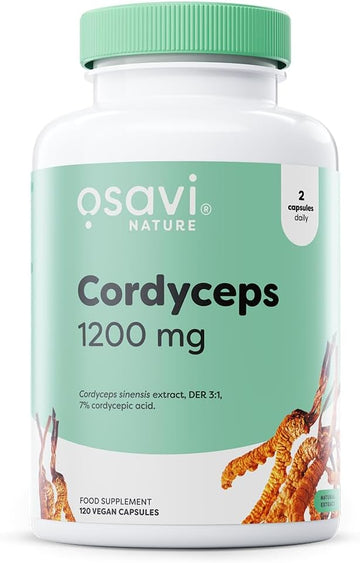 Osavi Cordyceps 1200 Mg – 60 Vegan Capsules | Standardized Cordyceps Mycelia Extract For Energy, Endurance & Vitality | Supports Physical Performance & Immune Health