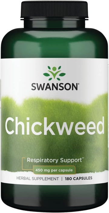 Swanson Chickweed Herb Stellaria Media Herbal Supplement Respiratory Circulatory Skin Health Support 450 mg 180 Capsules (Caps)