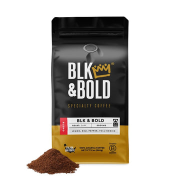 Blk & Bold Ground Coffee, Blk & Bold Premium Dark Roast, 100% Arabica Beans, 12 Oz Bag