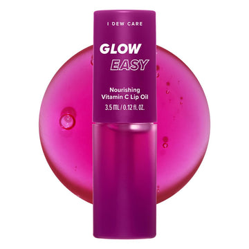 I Dew Care Lip Gloss - Glow Easy Raspberry | Jojoba Seed Oil, Vitamin C, Pigmented Glossy Stain, Hydrating, Korean Makeup, Pink Color, Moisturizing, Nourishing, 0.20 Fl Oz
