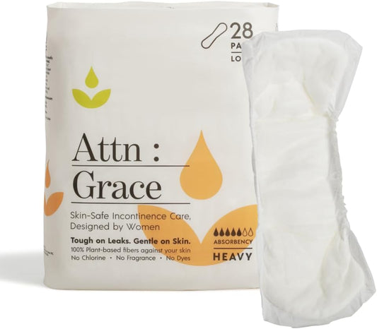 Attn: Grace Heavy Incontinence Pads (28 Pack) & Barrier Cream Combo For Women - Heavy Absorbency | Postpartum Support, Sensitive Skin-Friendly, Breathable, Plant-Based