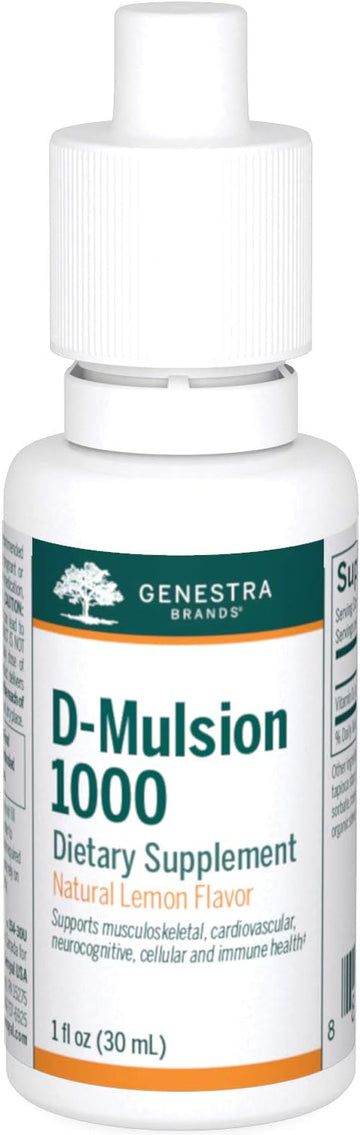 Genestra Brands D-Mulsion 1000 - Liquid Vitamin D Supplement - Natural Lemon Flavor - 1 Fl Oz