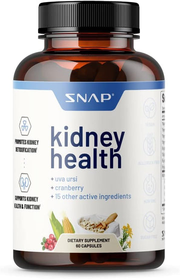 Snap Supplements Kidney Health Support, Natural Kidney Cleanse Detox & Repair Formula, 60 Capsules