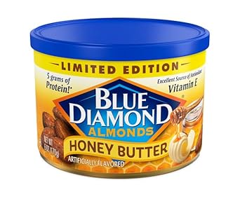 Blue Diamond Almonds, Snack Nut Flavored Honey Butter Perfect For On-The-Go And Snacking, 6 Ounce Can