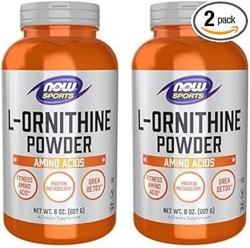 Now Sports Nutrition, L- Ornithine Powder, Protein Metabolism* And Urea Detox*, Amino Acids, 8-Ounce (Pack Of 2)