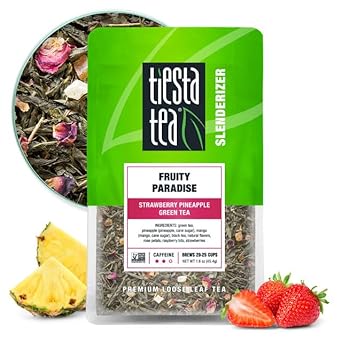 Tiesta Tea - Fruity Paradise | Strawberry Pineapple Green Tea | Premium Loose Leaf Tea Blend | Medium Caffeinated Green Tea | Make Hot Or Iced Tea & Up To 25 Cups - 1.6Oz Resealable Pouch