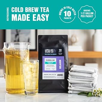 Tiesta Tea - Chamomile Mint Cold Brew, Premium Loose Leaf Blend, Non-Caffeinated Iced Tea, 10 Cold Brew Tea Packets - Brews One 64Oz Pitcher