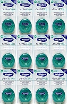 Wisdom Mint Waxed Dental Floss, 100 M, Pack Of 12