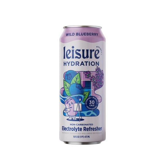 Leisure Drinks - Blueberry Electrolyte Drink [Electrolyte Refresher - 16Oz Cans, 12Pk] - Low Sugar Hydration Drink - Healthy Beverage Packed W/ Magnesium, Ashwagandha, & Minerals For Mood & Stress Support