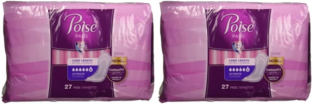 Poise Ultimate Long Pads,27 Count (Pack of 2)