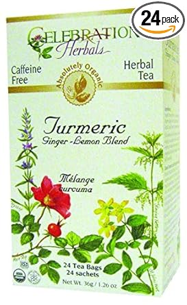 Celebration Herbals Organic Turmeric Tea Ginger Lemon - 24 Tea Bags : Turmeric Spices And Herbs : Grocery & Gourmet Food
