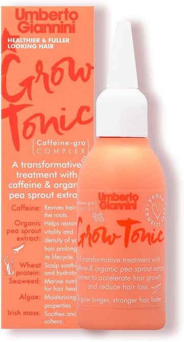 Umberto Giannini Grow Tonic - Vegan & Cruelty Free Hair Growth Treatment - Unique Gro-Complex With Caffeine Reduces Hair Loss Within Two Weeks - Bio-Active Natural Ingredients - 75 Ml