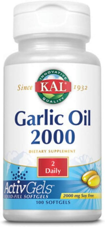 KAL Garlic Oil 2000 Softgels, 100 Count : Health & Household