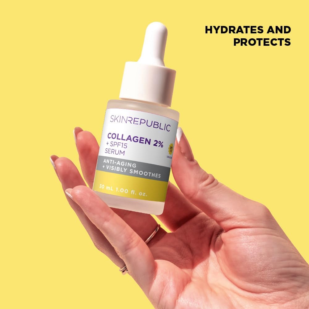 Skin Republic 2% Collagen SPF 15 Anti-Aging Serum to reduce fine lines and wrinkles, Helps keep skin plump and firm for a youthful look (30ml) : Amazon.co.uk: Beauty
