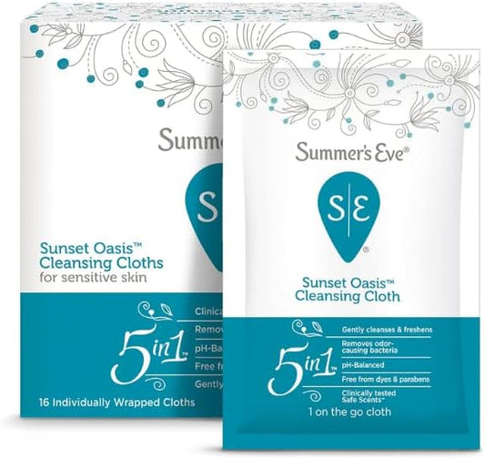 Summer'S Eve Cleansing Wipes, Sunset Oasis Scent, 16 Count, 48 Total Cloths, (Pack Of 3)