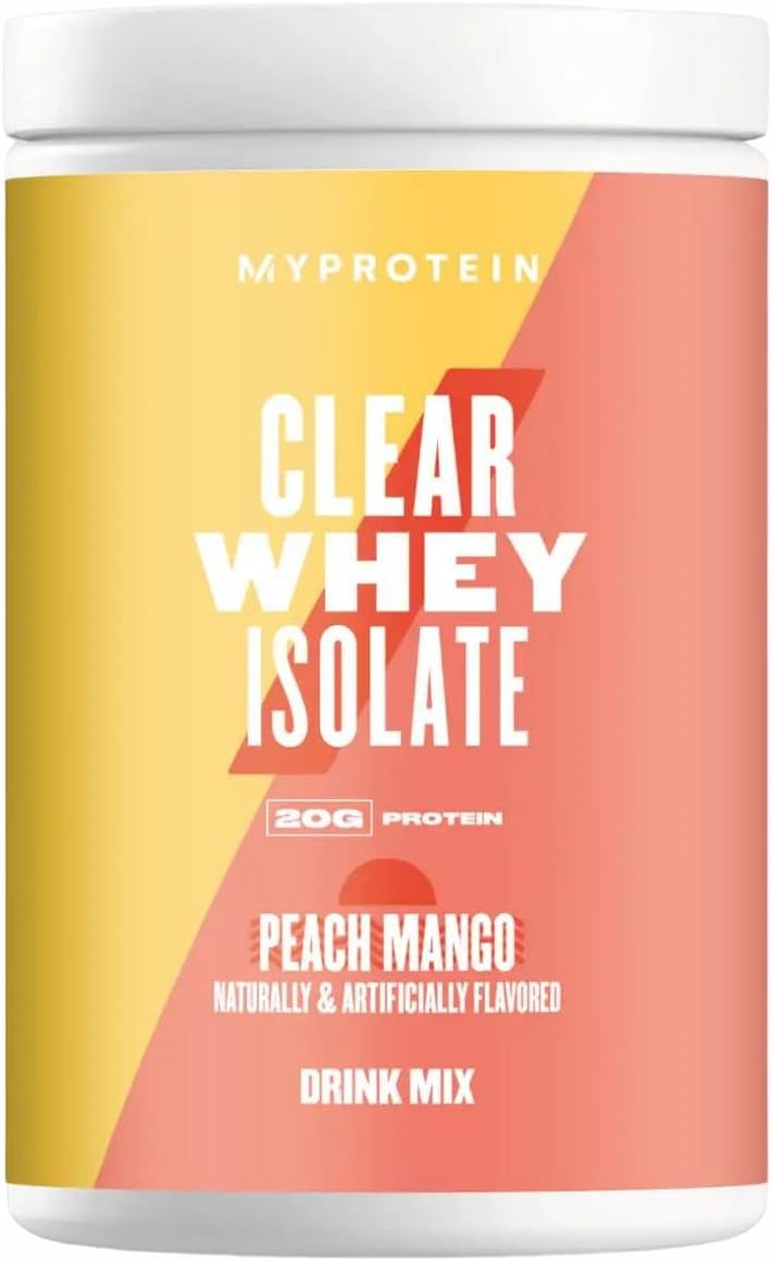Myprotein Clear Whey Isolate Protein Powder, 1.1 Lb (20 Servings) Peach Mango, 20g Protein per Serving, Naturally Flavored Drink Mix, Daily Protein Intake for Superior Performance