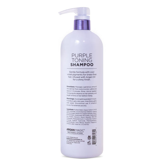Argan Magic Purple Toning Shampoo – Neutralizes Brassiness For Blonde, Grey & Highlighted Hair | Infused With Argan Oil | Paraben-Free, Cruelty-Free | Made In Usa (32 Oz)
