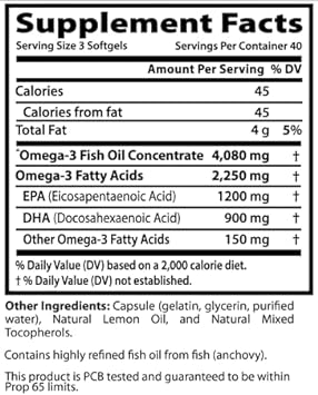 Arazo Nutrition Wild Caught Omega 3 Fish Oil – 120 Soft Gels – 4,080mg