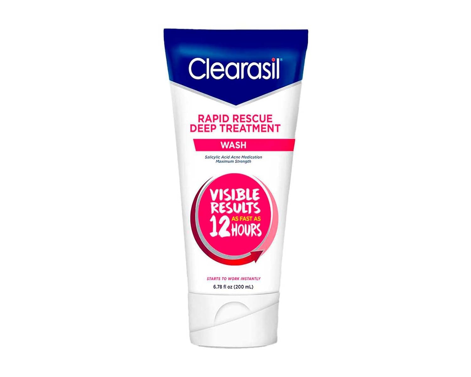 Clearasil Rapid Rescue Deep Treatment Acne Face Wash, Maximum Strenght With 2% Salicylic Acid Acne Medication, Acne Facial Cleanser, 6.78 Fl Oz