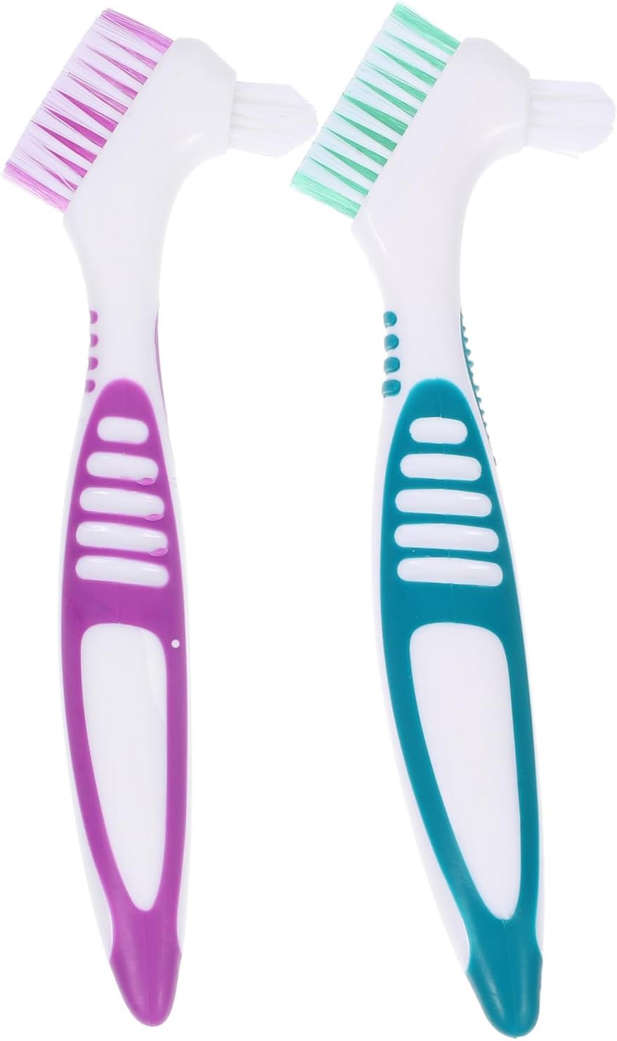 Wekadrin 2Pcs Denture Cleaning Brush Dual Headed Tooth Brush For Full And Partial Dentures Durable Material Easy To Use For Home Travel