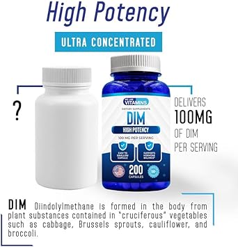 We Like Vitamins DIM 100mg 200 Capsules - 200 Day Supply - Diindolylmethane DIM Supplement for Support with Healthy Estrogen and Hormone Levels : Health & Household