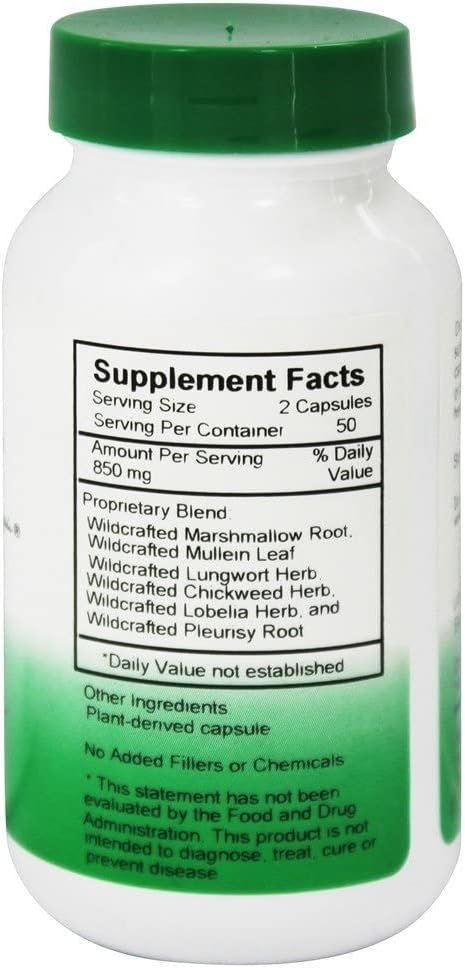 Dr. Christopher's Unisex Lung & Bronchial Formula Vegetarian Capsules 100 Count 400 mg Each
