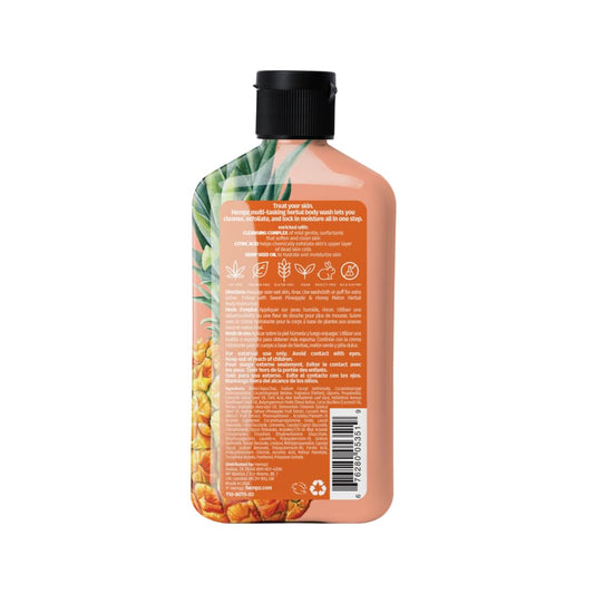 Hempz Body Wash - Sweet Pineapple & Honey Melon - Hydrating For Sensitive Skin, Scented, Exfoliating With Shea Butter, Pure Hemp Seed Oil, And Algae For Sensitive Skin - 17 Fl Oz